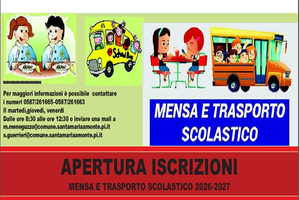 Volantino con bus, bambini ed informazioni
